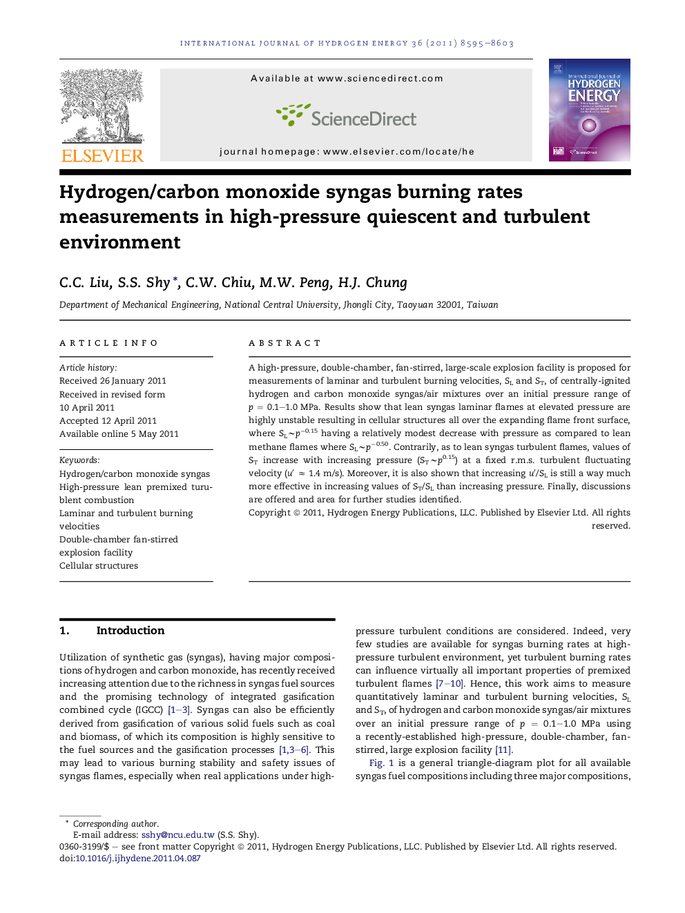 Hydrogen/carbon monoxide syngas burning rates measurements in high-pressure quiescent and turbulent environment