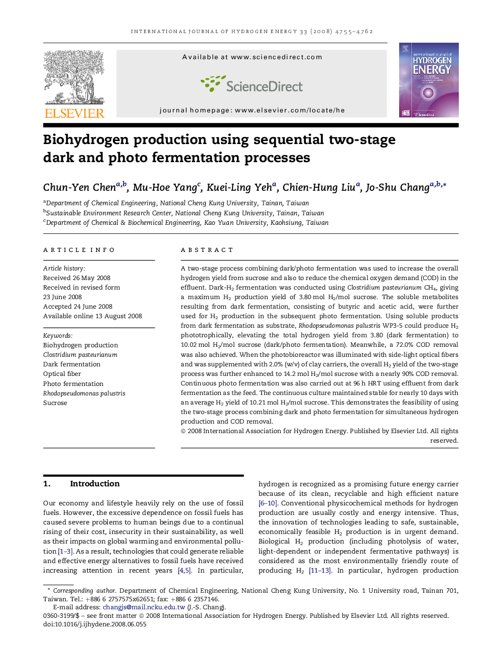 Biohydrogen production using sequential two-stage dark and photo fermentation processes