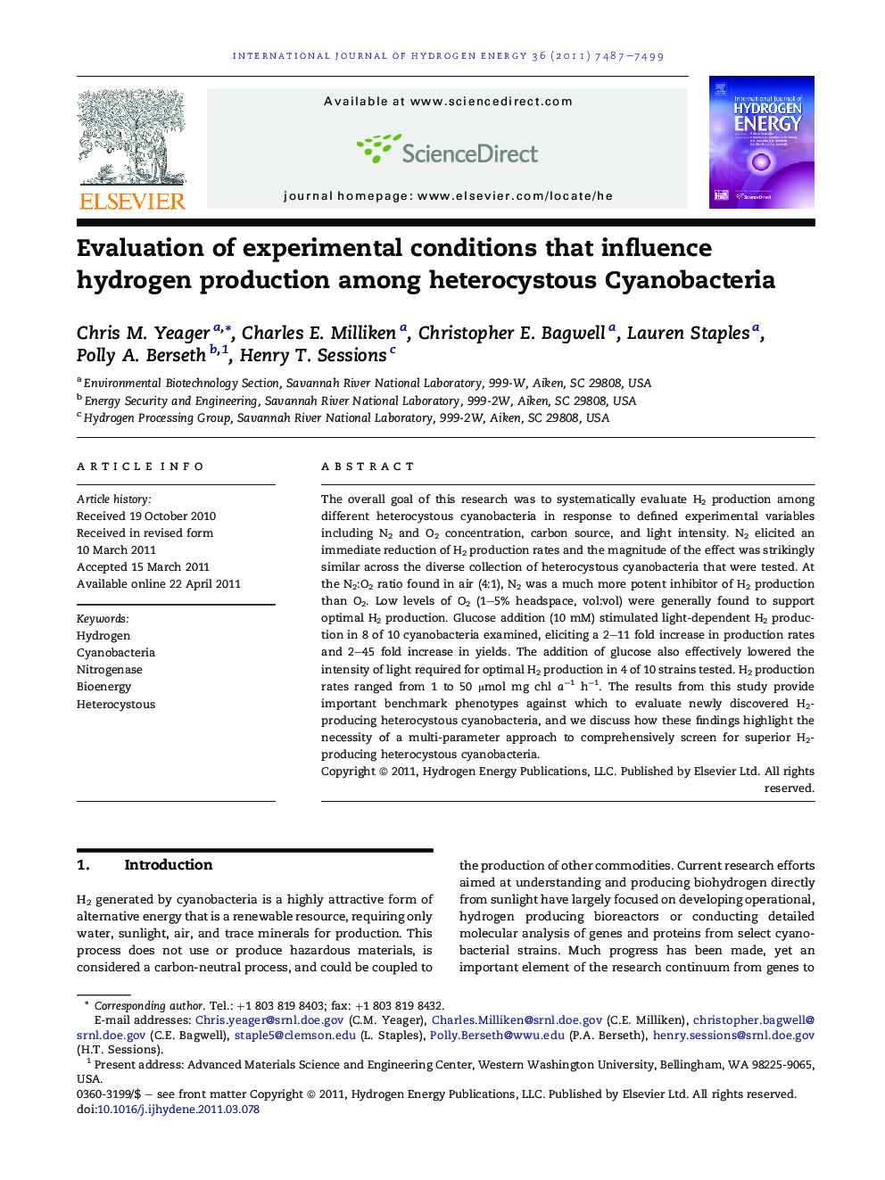 Evaluation of experimental conditions that influence hydrogen production among heterocystous Cyanobacteria