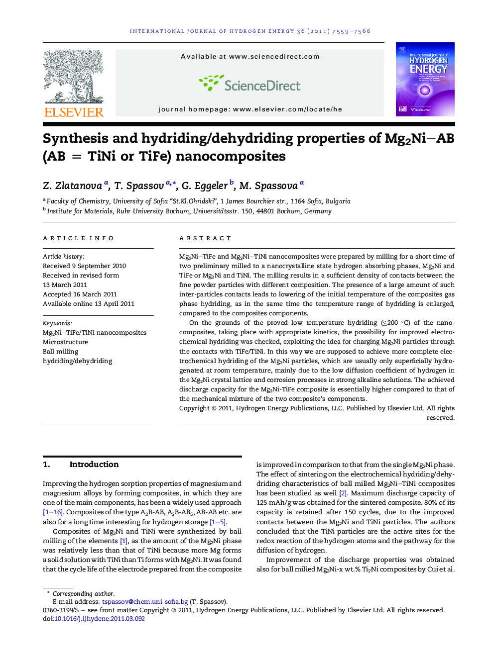 Synthesis and hydriding/dehydriding properties of Mg2Ni–AB (AB = TiNi or TiFe) nanocomposites