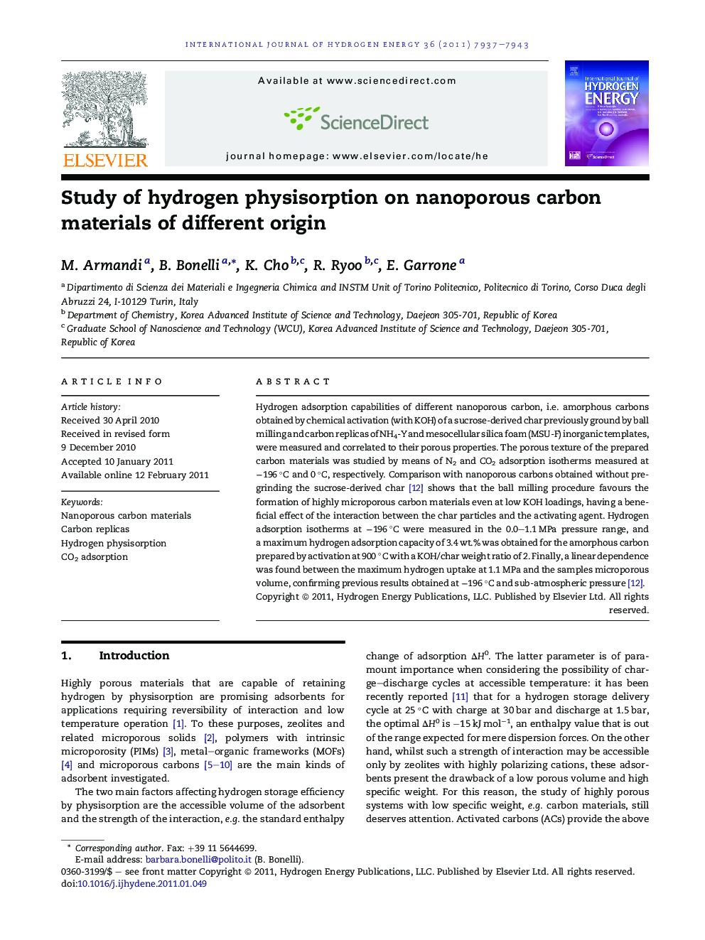 Study of hydrogen physisorption on nanoporous carbon materials of different origin