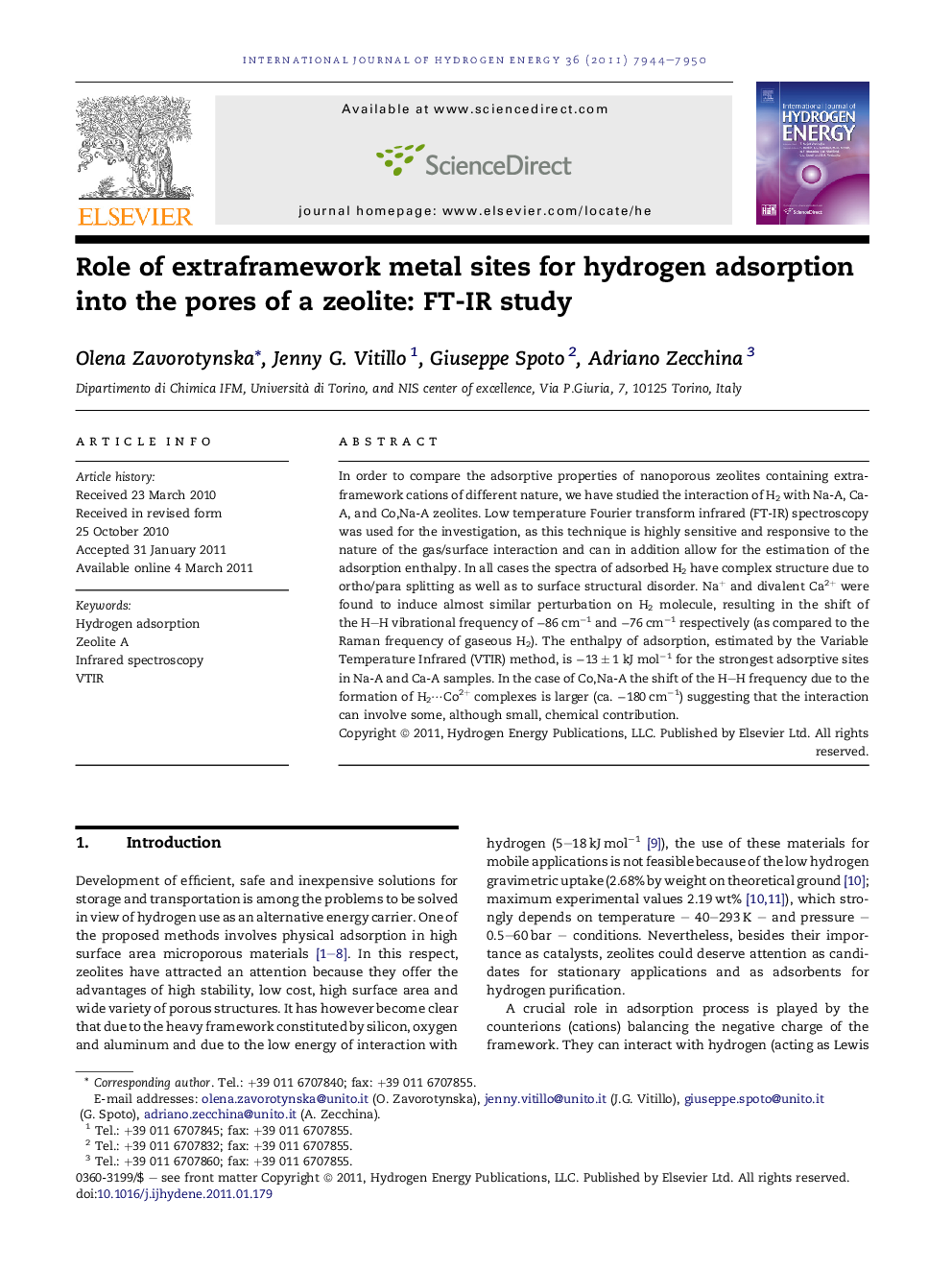 Role of extraframework metal sites for hydrogen adsorption into the pores of a zeolite: FT-IR study