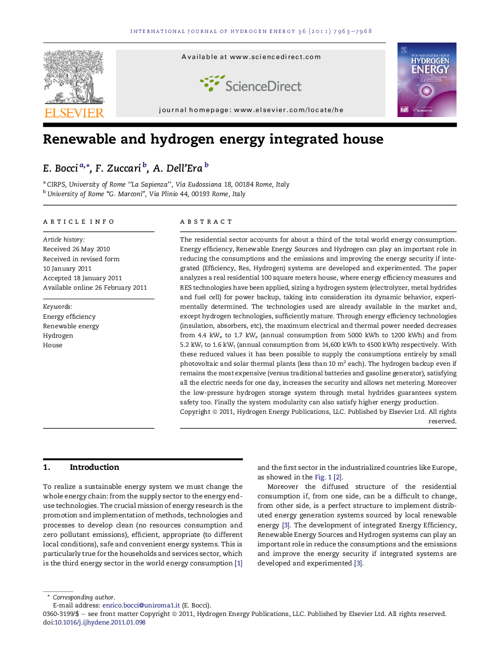 Renewable and hydrogen energy integrated house