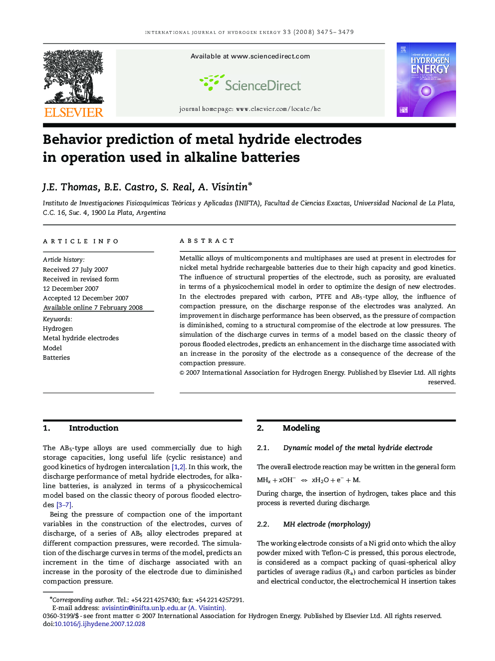 Behavior prediction of metal hydride electrodes in operation used in alkaline batteries