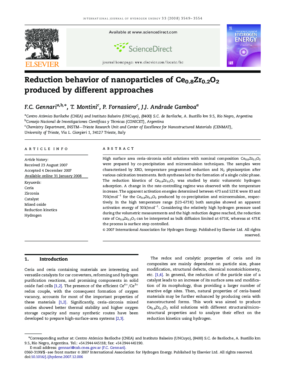 Reduction behavior of nanoparticles of Ce0.8Zr0.2O2 produced by different approaches