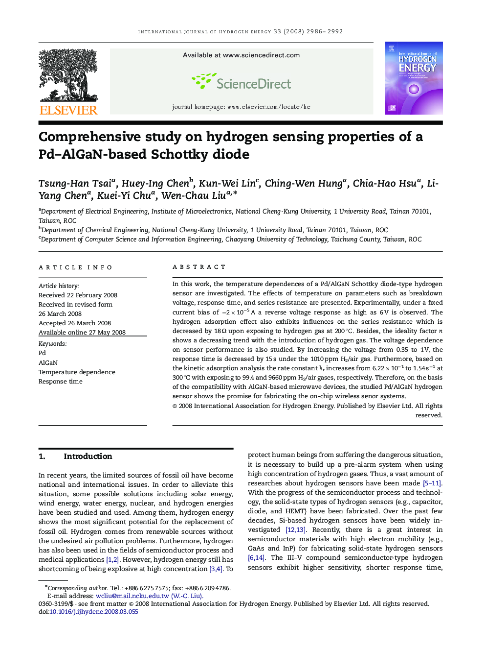 Comprehensive study on hydrogen sensing properties of a Pd–AlGaN-based Schottky diode