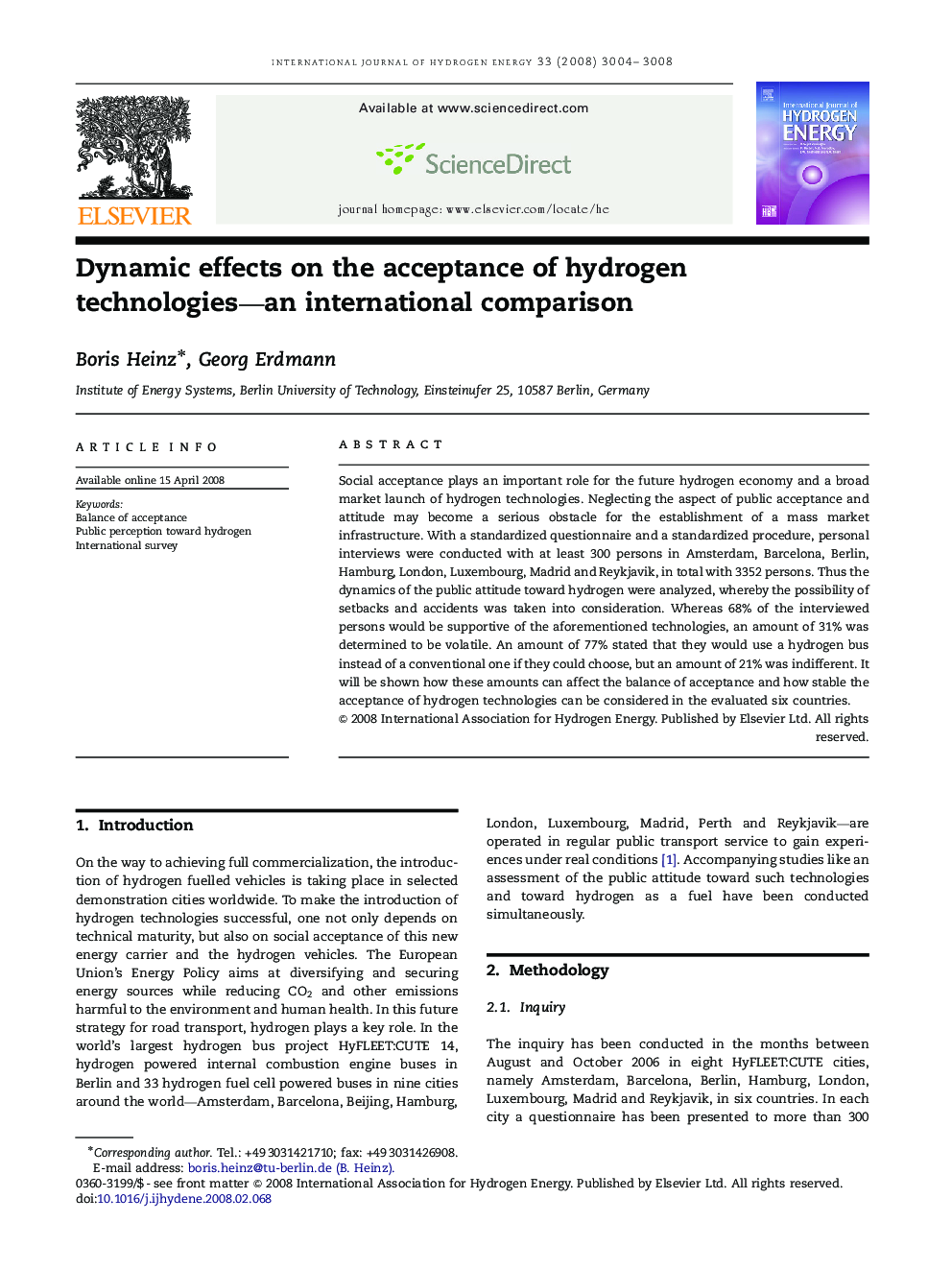 Dynamic effects on the acceptance of hydrogen technologies—an international comparison