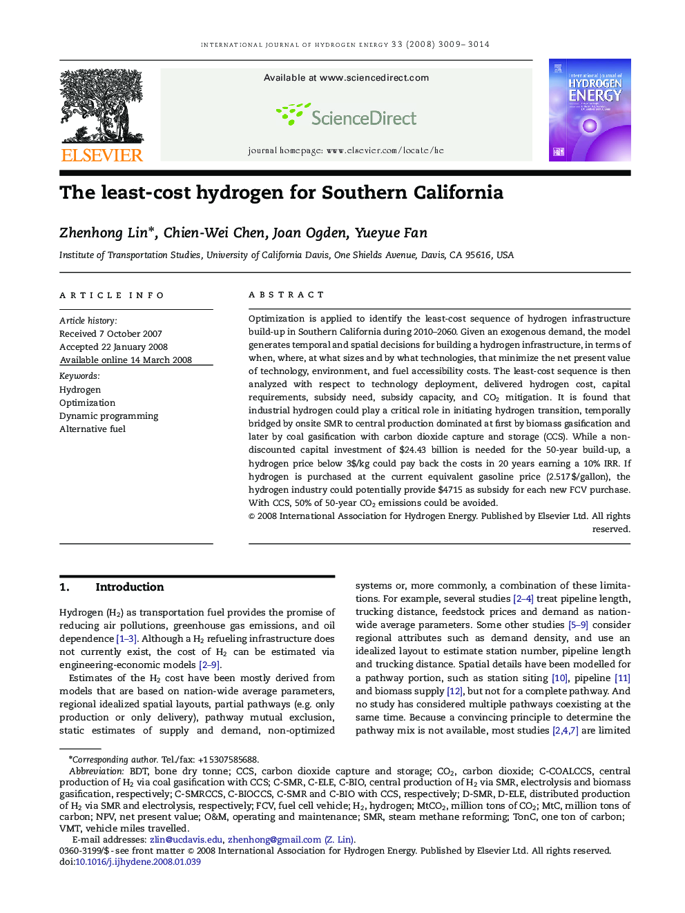 The least-cost hydrogen for Southern California