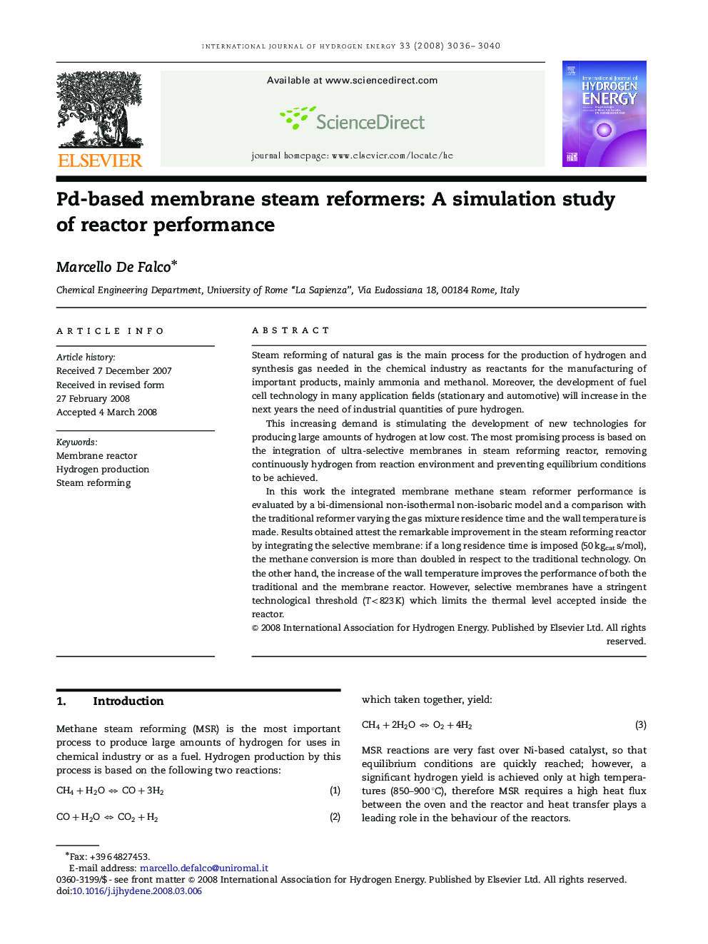 Pd-based membrane steam reformers: A simulation study of reactor performance