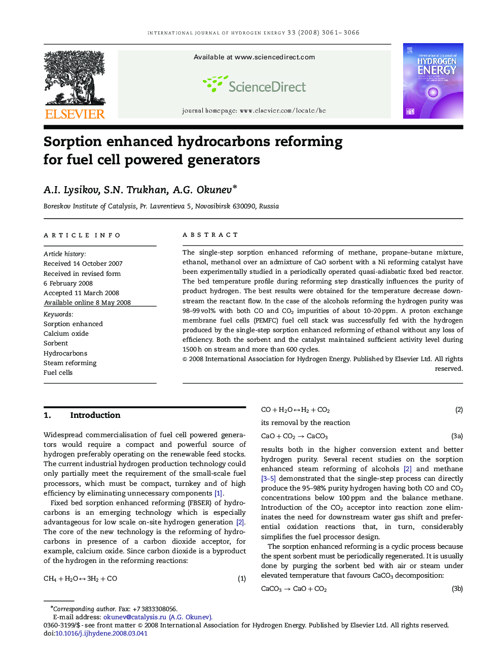 Sorption enhanced hydrocarbons reforming for fuel cell powered generators