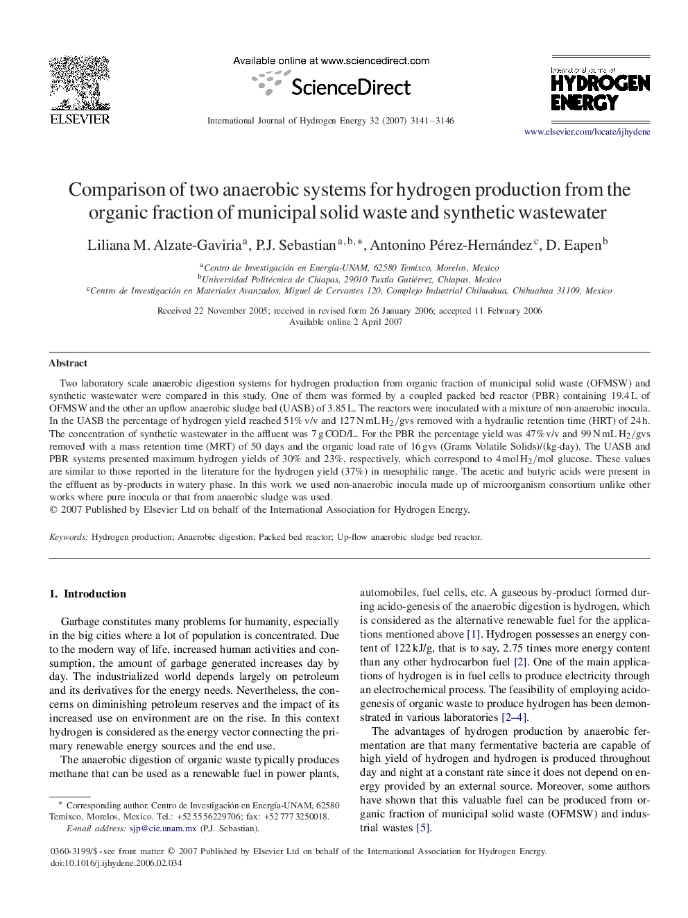 Comparison of two anaerobic systems for hydrogen production from the organic fraction of municipal solid waste and synthetic wastewater