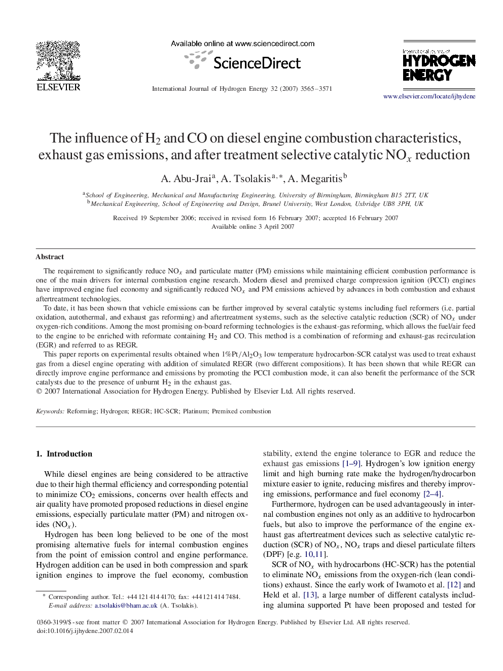 The influence of H2H2 and CO on diesel engine combustion characteristics, exhaust gas emissions, and after treatment selective catalytic NOxNOx reduction