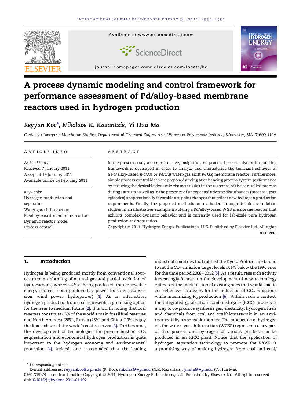 A process dynamic modeling and control framework for performance assessment of Pd/alloy-based membrane reactors used in hydrogen production