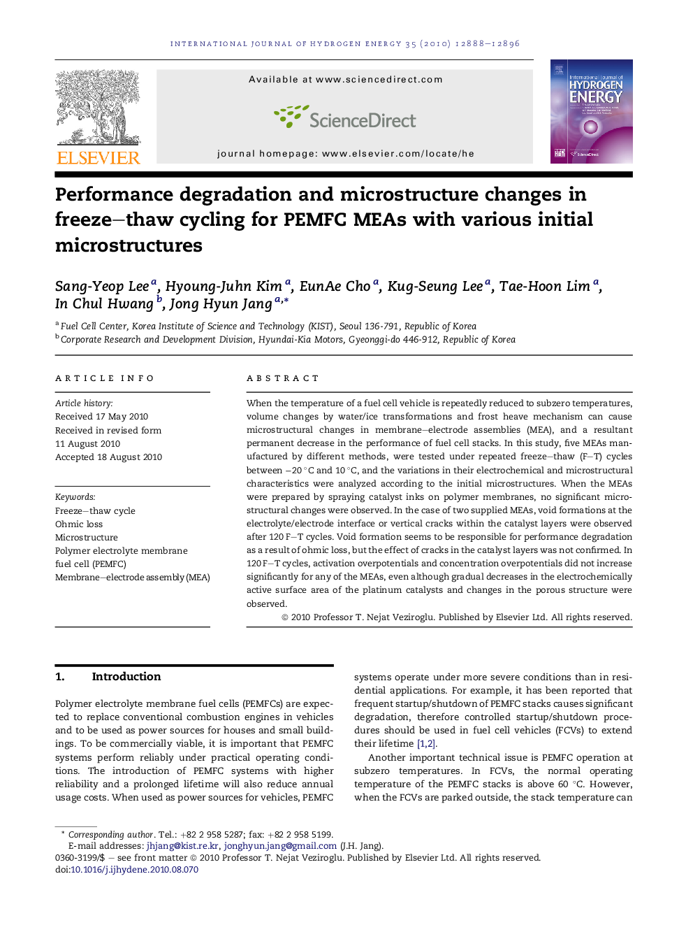 Performance degradation and microstructure changes in freeze–thaw cycling for PEMFC MEAs with various initial microstructures