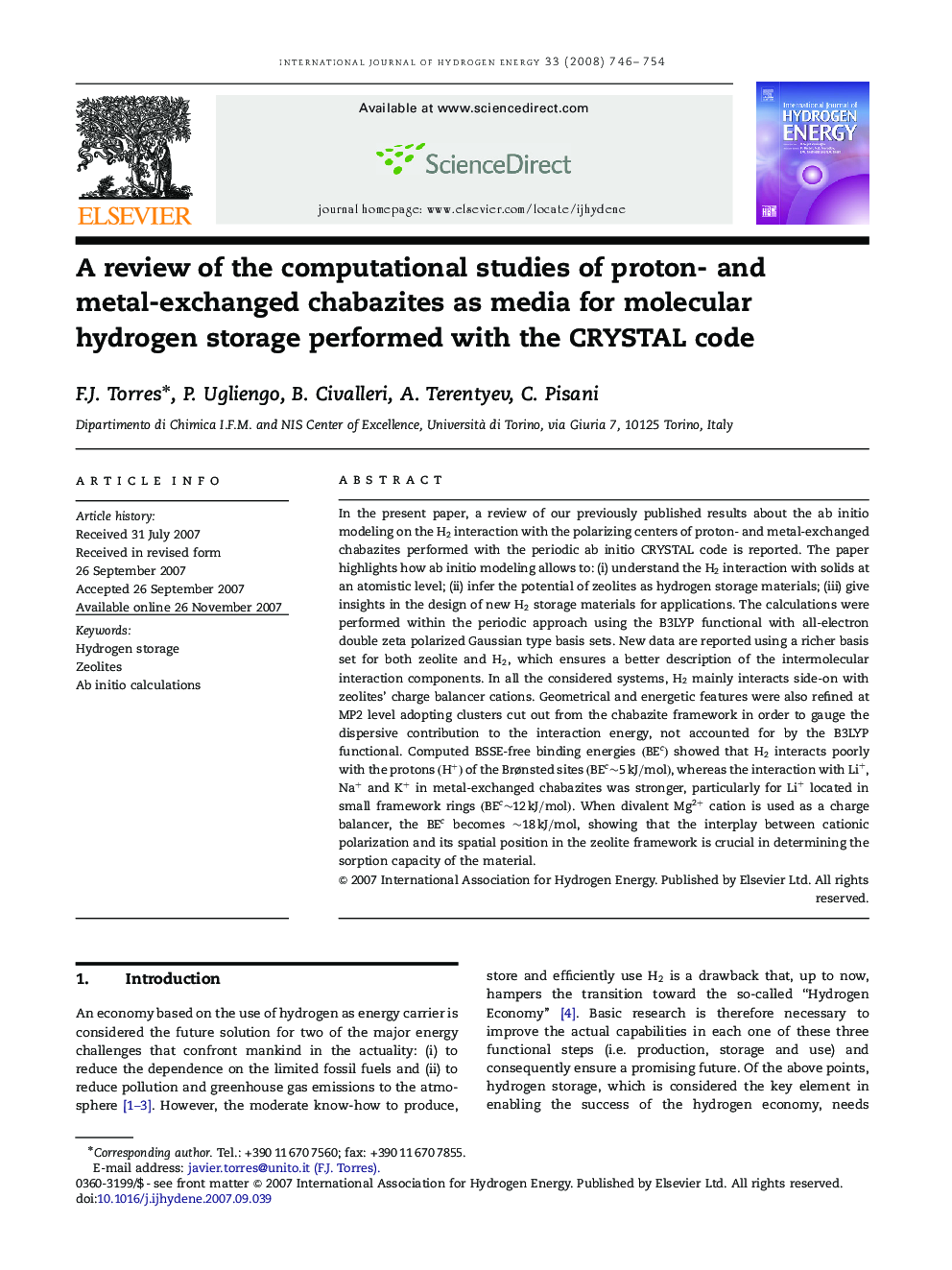 A review of the computational studies of proton- and metal-exchanged chabazites as media for molecular hydrogen storage performed with the CRYSTAL code