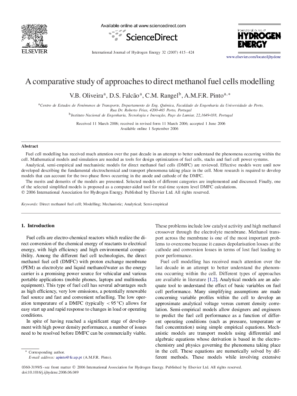 A comparative study of approaches to direct methanol fuel cells modelling