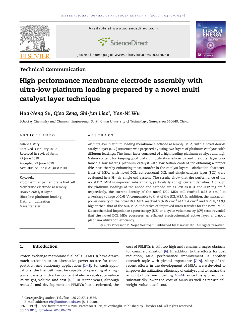 High performance membrane electrode assembly with ultra-low platinum loading prepared by a novel multi catalyst layer technique