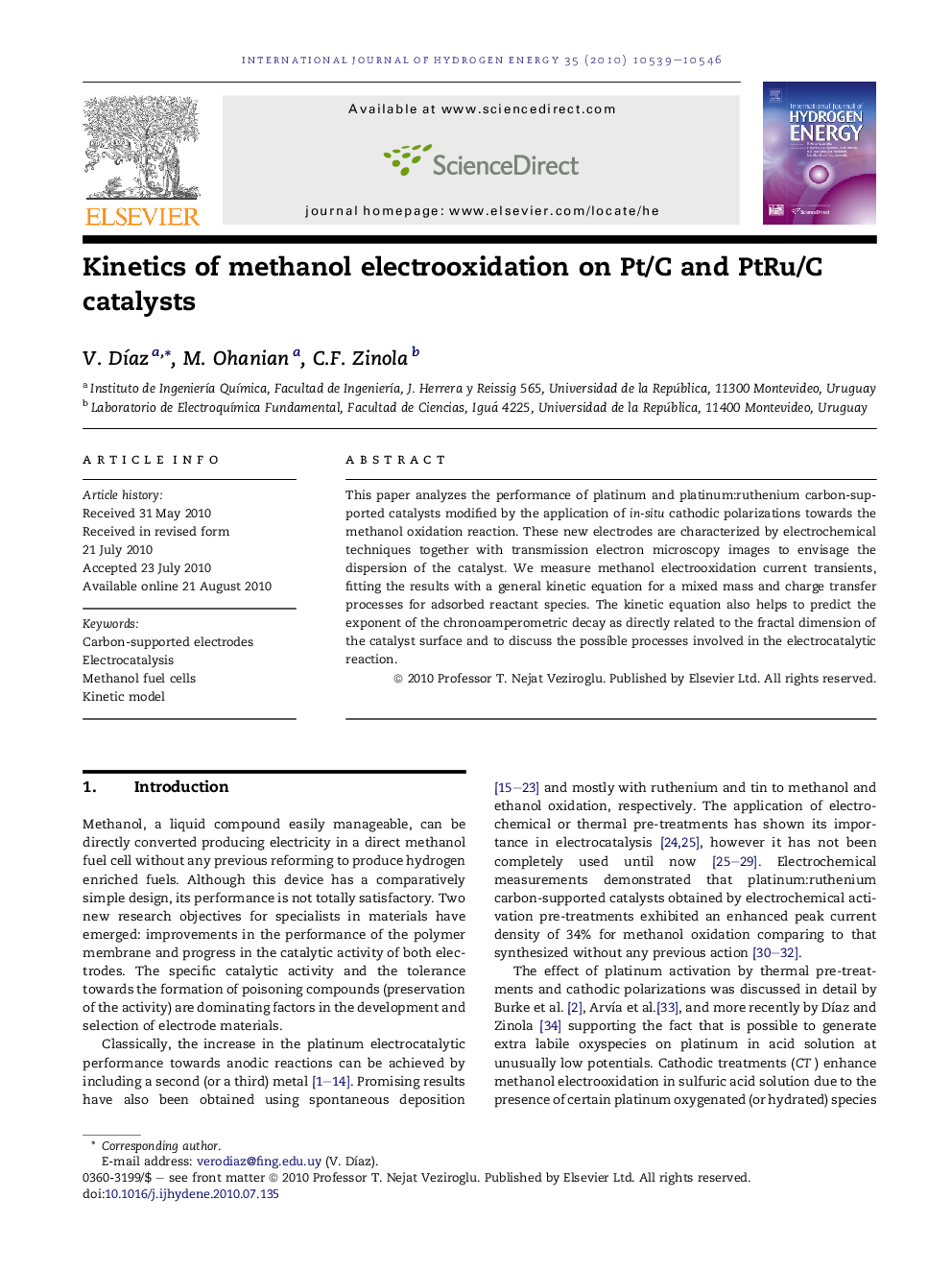 Kinetics of methanol electrooxidation on Pt/C and PtRu/C catalysts