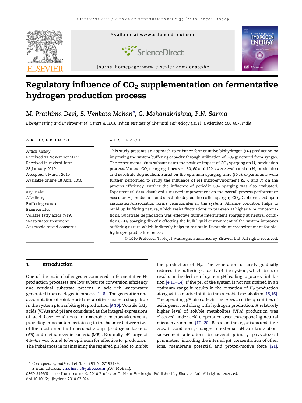 Regulatory influence of CO2 supplementation on fermentative hydrogen production process