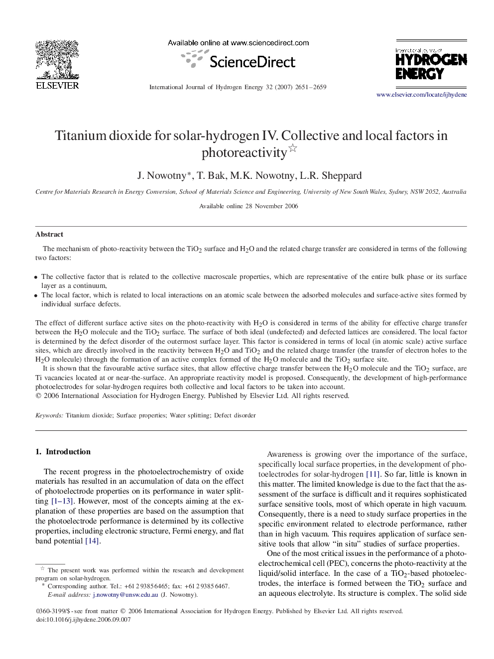 Titanium dioxide for solar-hydrogen IV. Collective and local factors in photoreactivity 