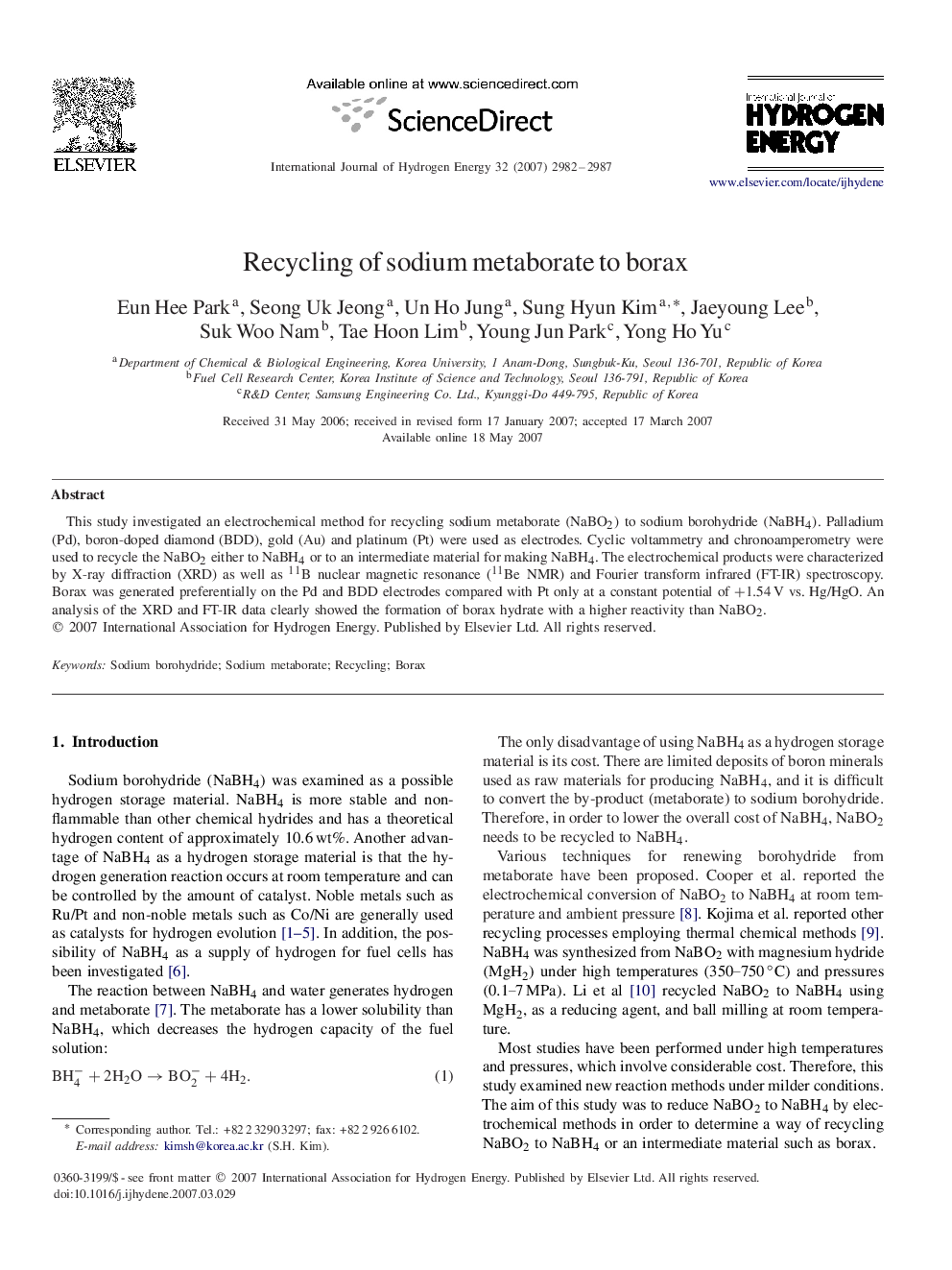 Recycling of sodium metaborate to borax