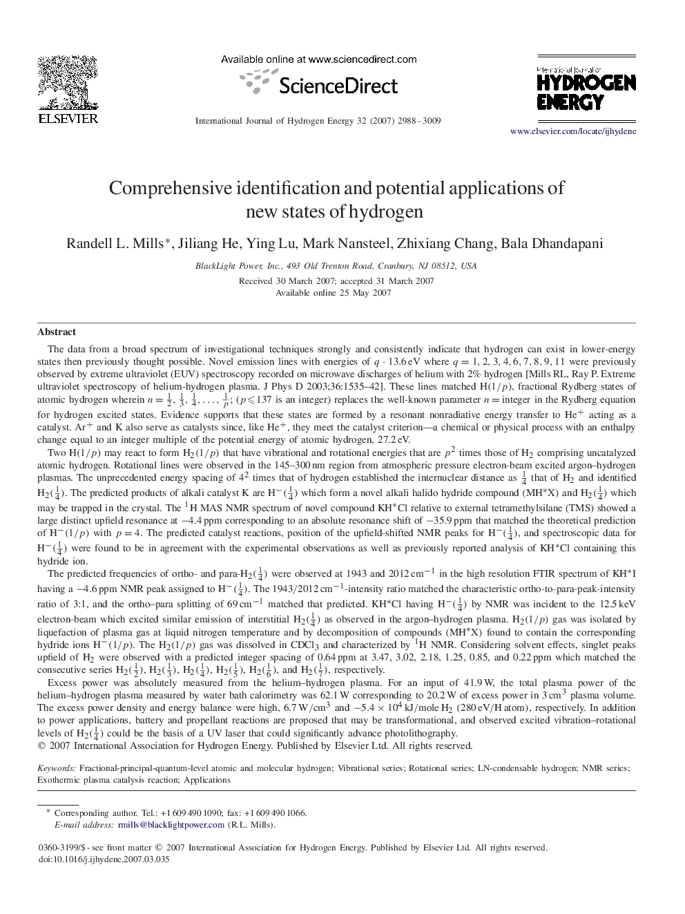 Comprehensive identification and potential applications of new states of hydrogen