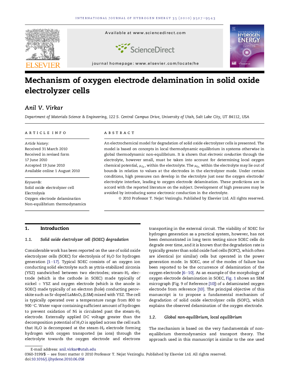 Mechanism of oxygen electrode delamination in solid oxide electrolyzer cells