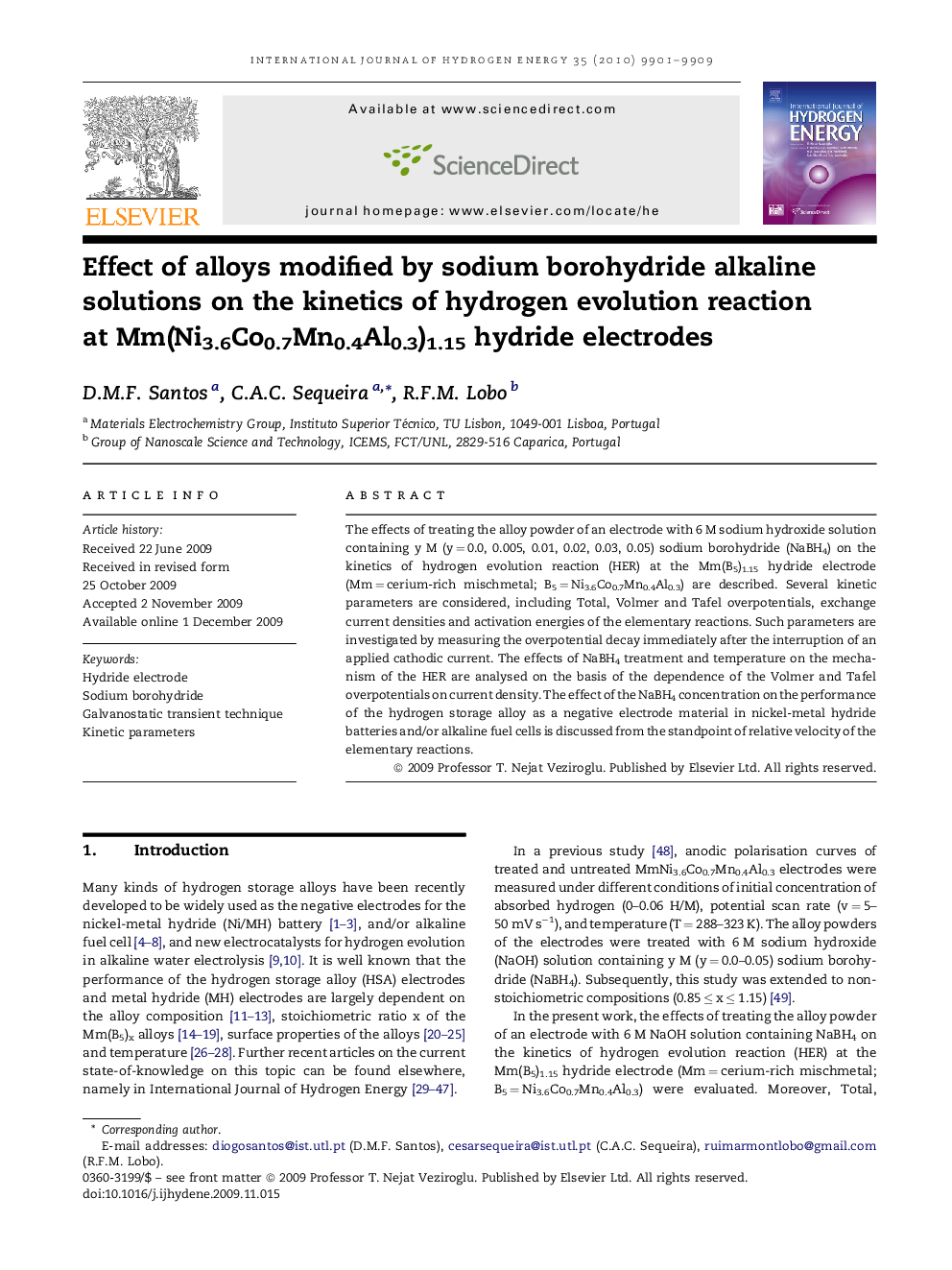 Effect of alloys modified by sodium borohydride alkaline solutions on the kinetics of hydrogen evolution reaction at Mm(Ni3.6Co0.7Mn0.4Al0.3)1.15 hydride electrodes