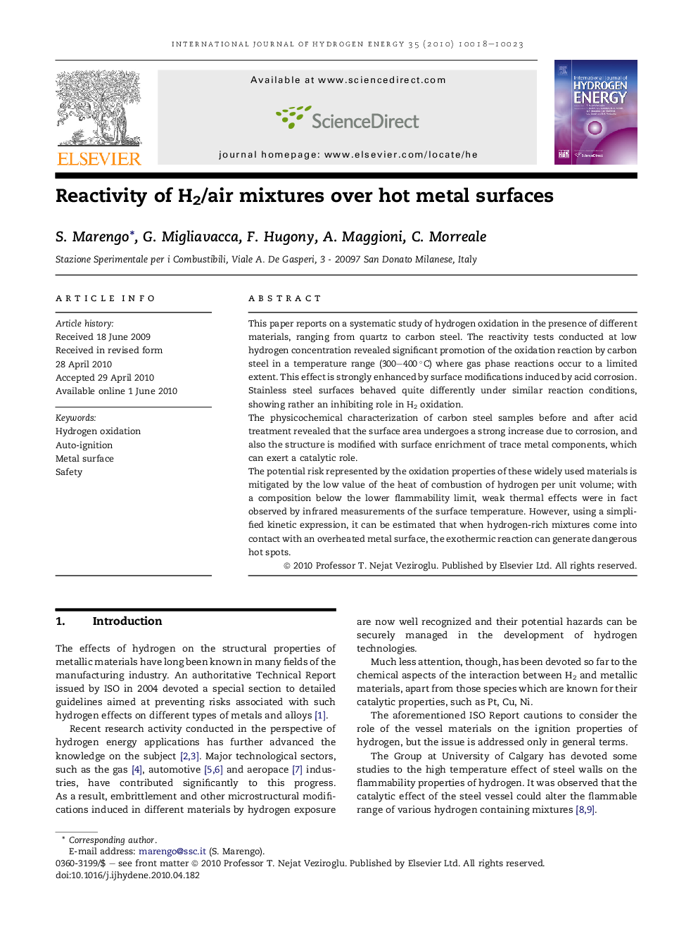 Reactivity of H2/air mixtures over hot metal surfaces