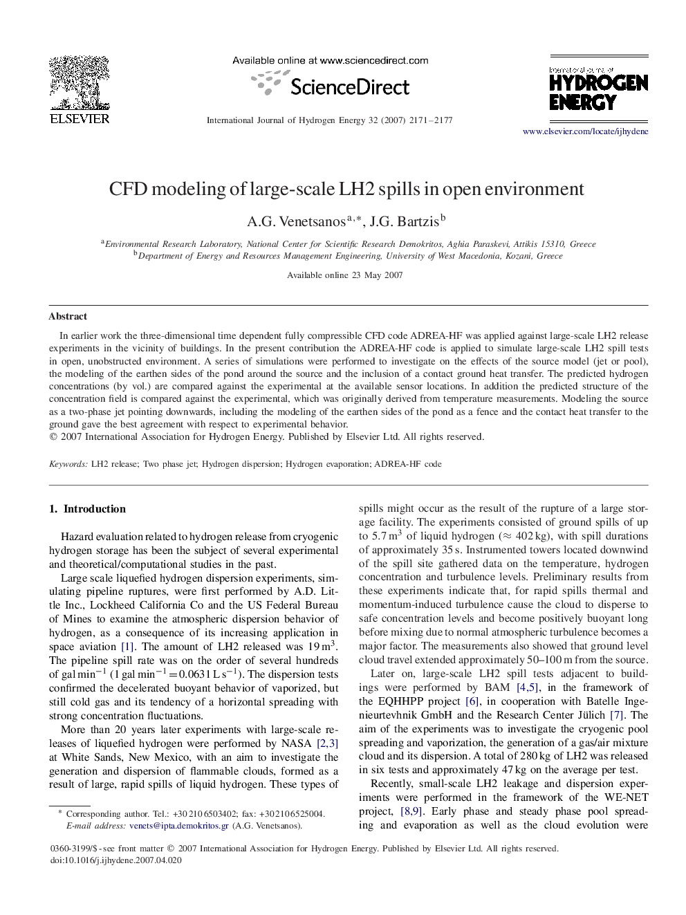 CFD modeling of large-scale LH2 spills in open environment