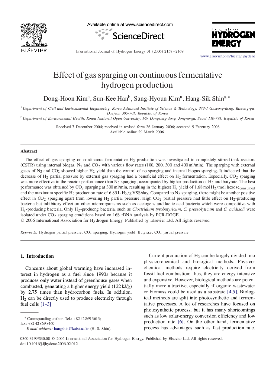 Effect of gas sparging on continuous fermentative hydrogen production