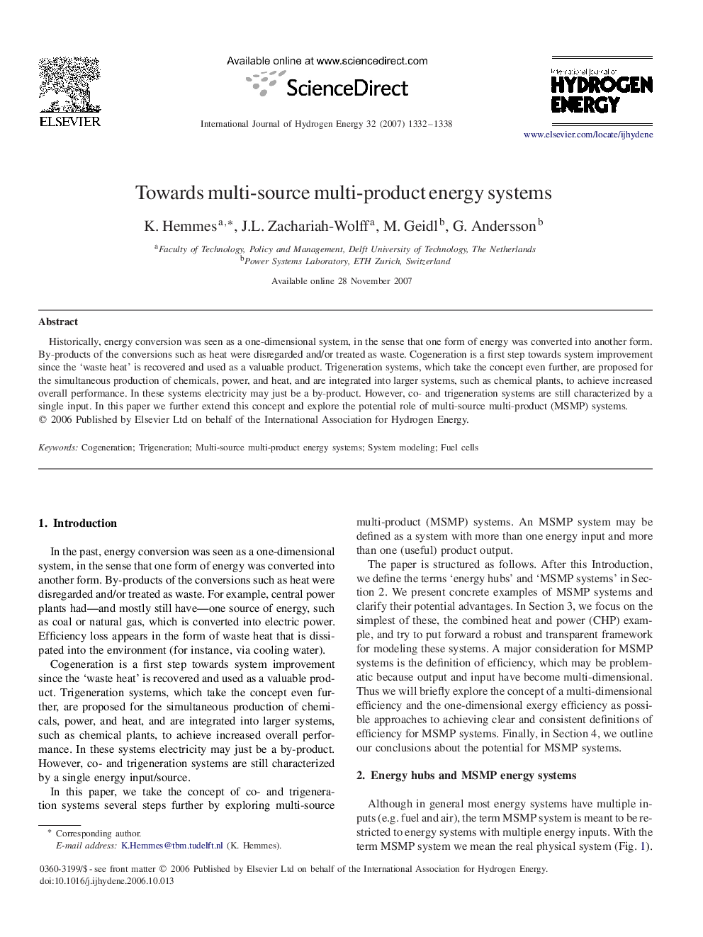 Towards multi-source multi-product energy systems