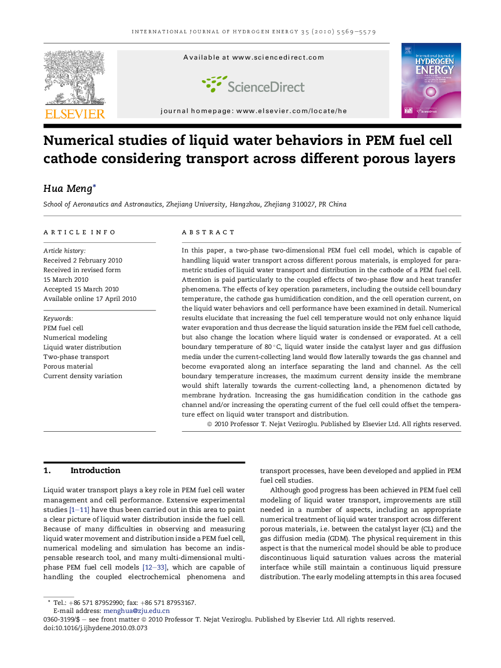 Numerical studies of liquid water behaviors in PEM fuel cell cathode considering transport across different porous layers