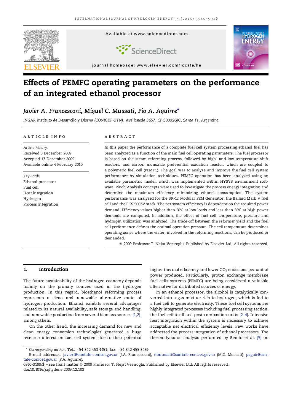 Effects of PEMFC operating parameters on the performance of an integrated ethanol processor