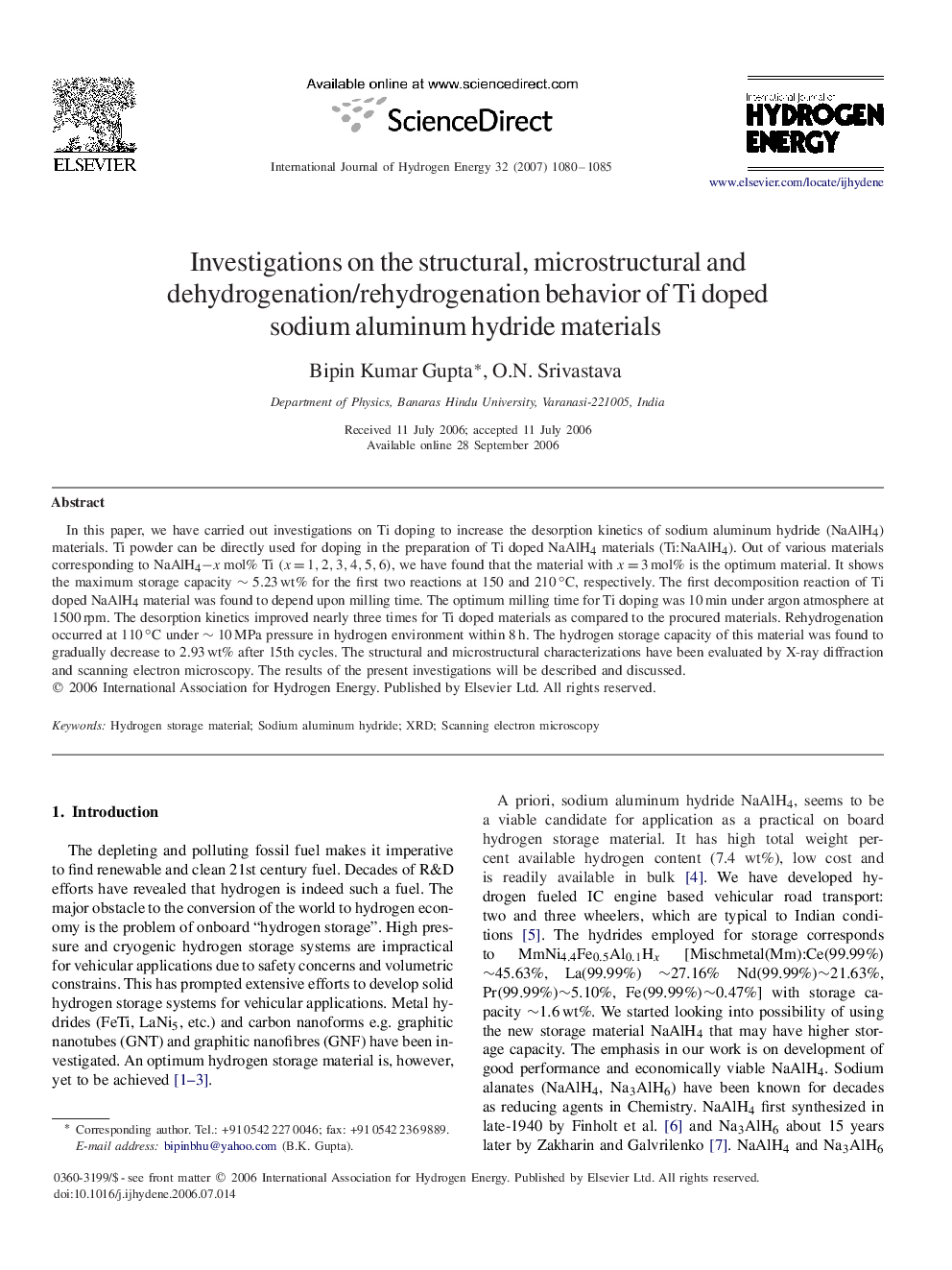 Investigations on the structural, microstructural and dehydrogenation/rehydrogenation behavior of Ti doped sodium aluminum hydride materials