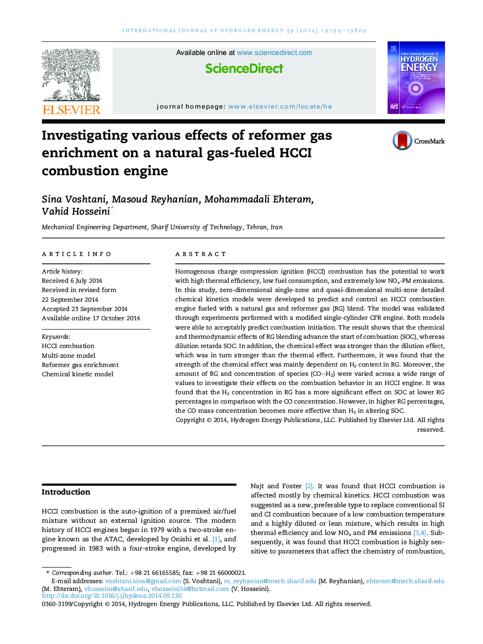 Investigating various effects of reformer gas enrichment on a natural gas-fueled HCCI combustion engine