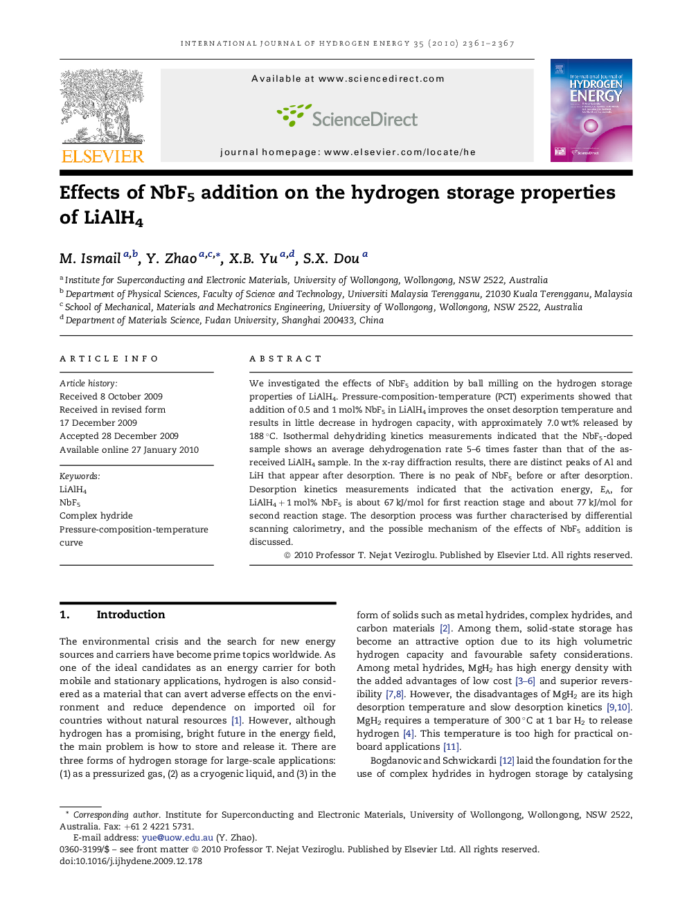 Effects of NbF5 addition on the hydrogen storage properties of LiAlH4