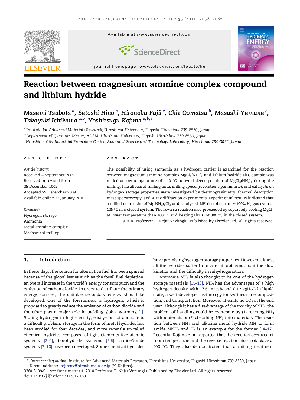 Reaction between magnesium ammine complex compound and lithium hydride