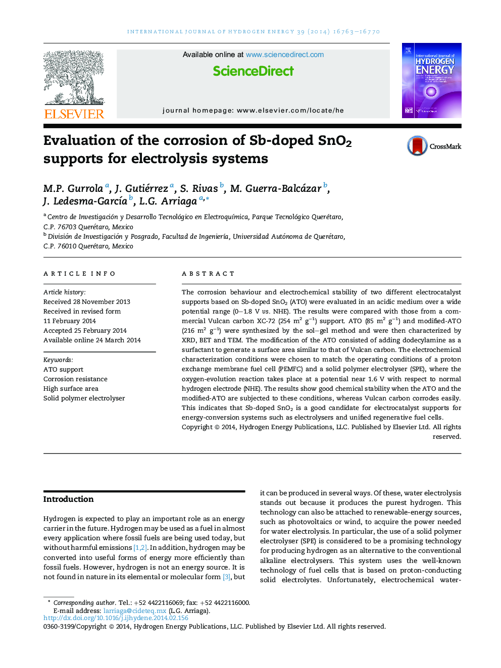 Evaluation of the corrosion of Sb-doped SnO2 supports for electrolysis systems