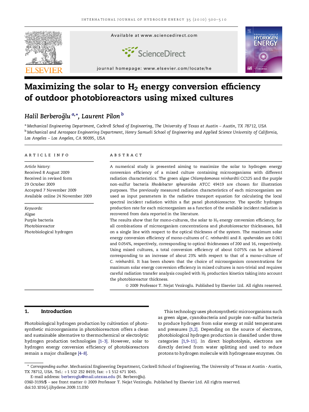 Maximizing the solar to H2 energy conversion efficiency of outdoor photobioreactors using mixed cultures