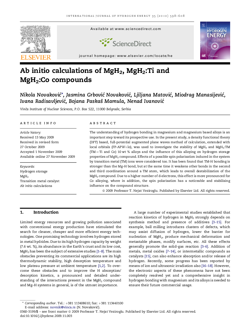 Ab initio calculations of MgH2, MgH2:Ti and MgH2:Co compounds