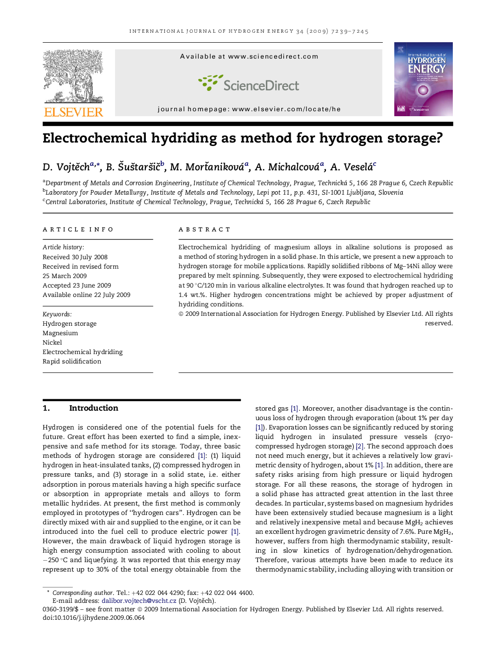 Electrochemical hydriding as method for hydrogen storage?