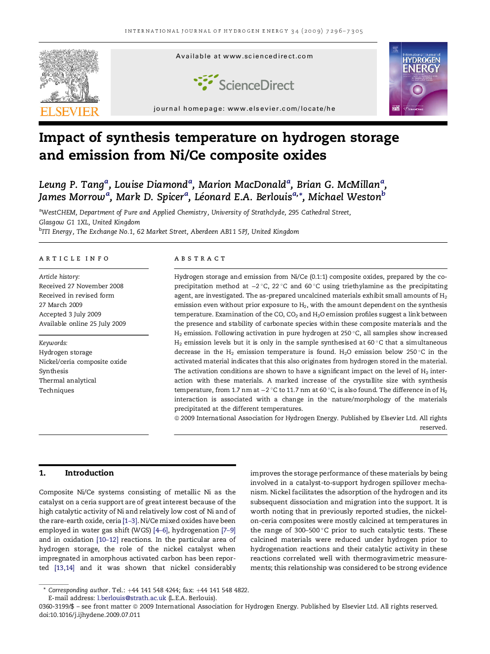 Impact of synthesis temperature on hydrogen storage and emission from Ni/Ce composite oxides