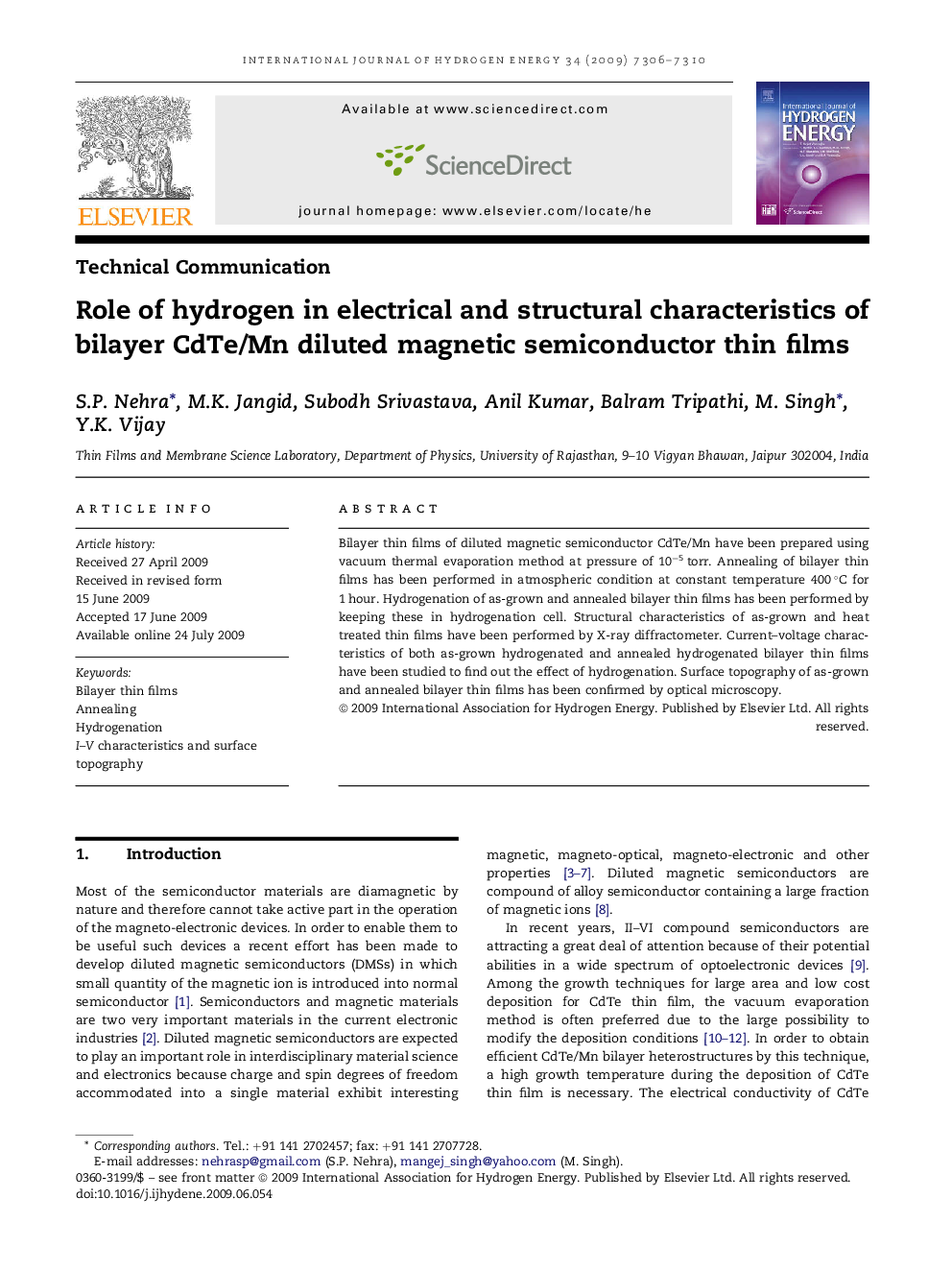 Role of hydrogen in electrical and structural characteristics of bilayer CdTe/Mn diluted magnetic semiconductor thin films