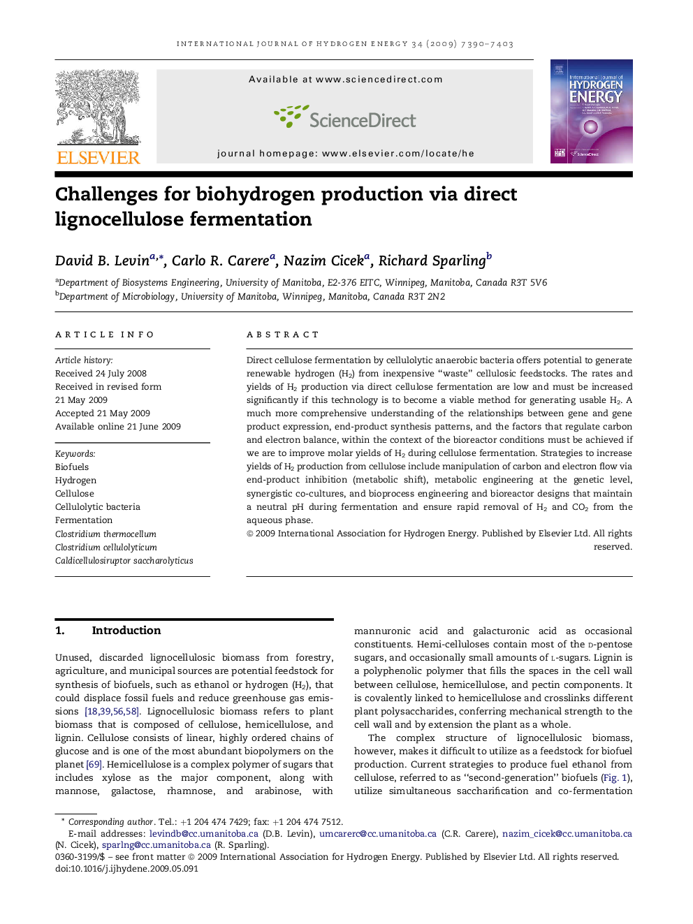 Challenges for biohydrogen production via direct lignocellulose fermentation