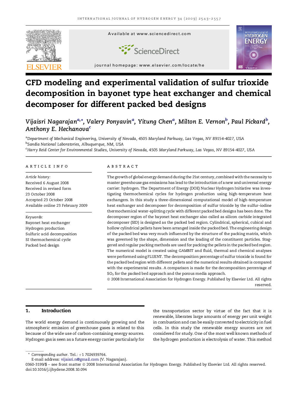 CFD modeling and experimental validation of sulfur trioxide decomposition in bayonet type heat exchanger and chemical decomposer for different packed bed designs