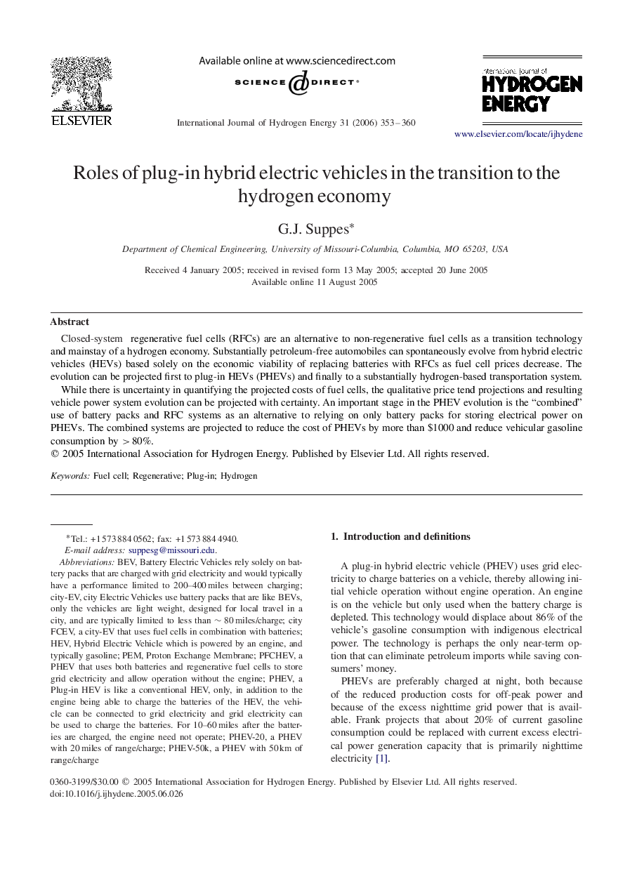 Roles of plug-in hybrid electric vehicles in the transition to the hydrogen economy