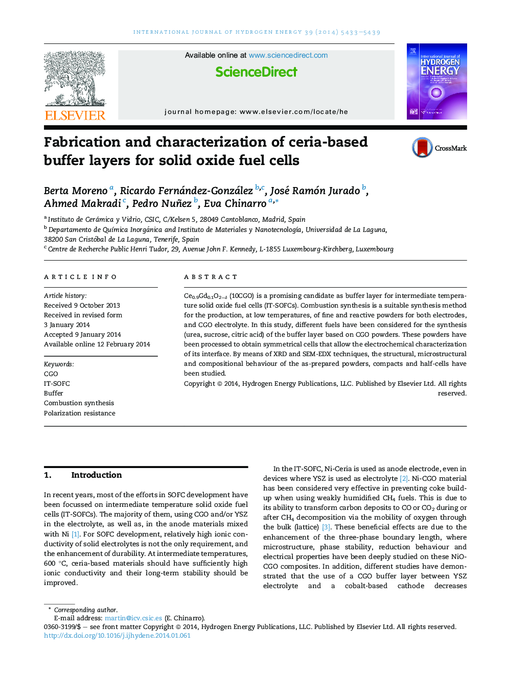 Fabrication and characterization of ceria-based buffer layers for solid oxide fuel cells