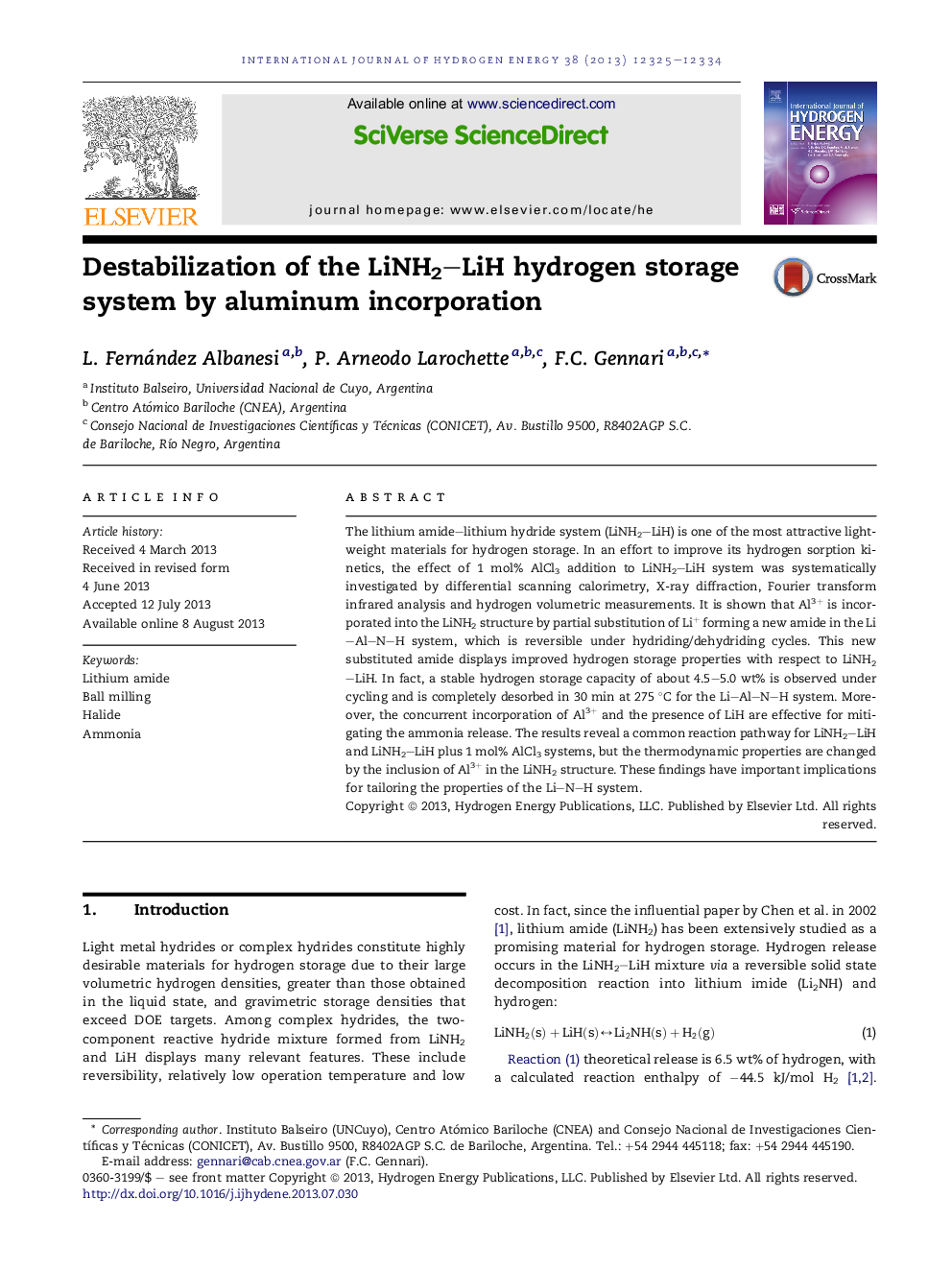 Destabilization of the LiNH2–LiH hydrogen storage system by aluminum incorporation