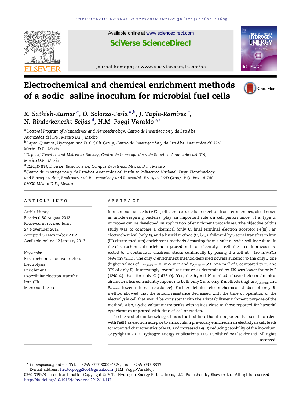 Electrochemical and chemical enrichment methods of a sodic–saline inoculum for microbial fuel cells